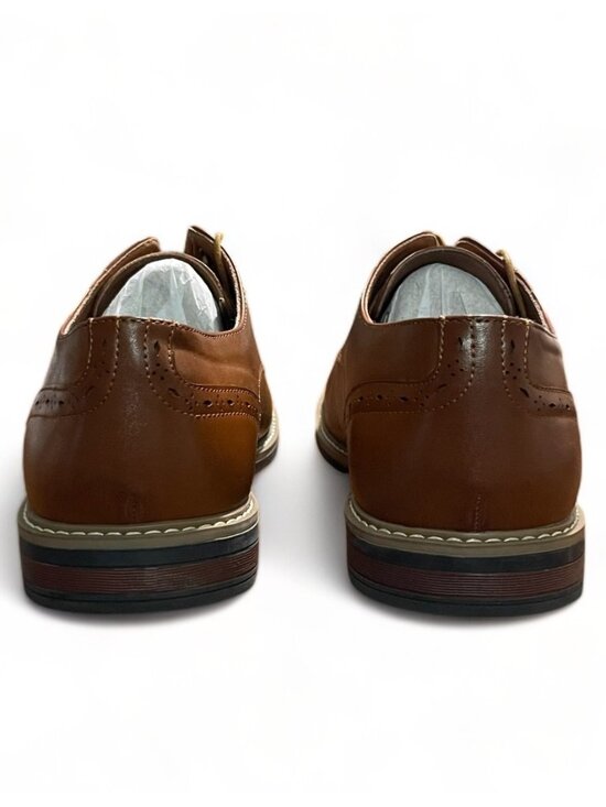 Decarsdz Mens Brown Leather Oxford Dress Shoes Size 44 / US 11, New - Picture 5 of 7